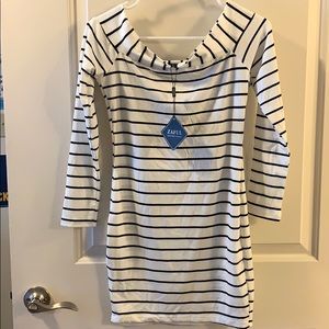 Black and white striped body on dress